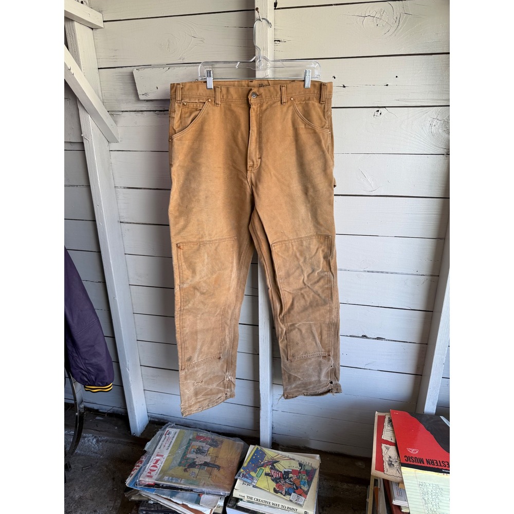 Vintage Key Imperial Double Front Logger Pants Mens Brown Duck Canvas Workwear